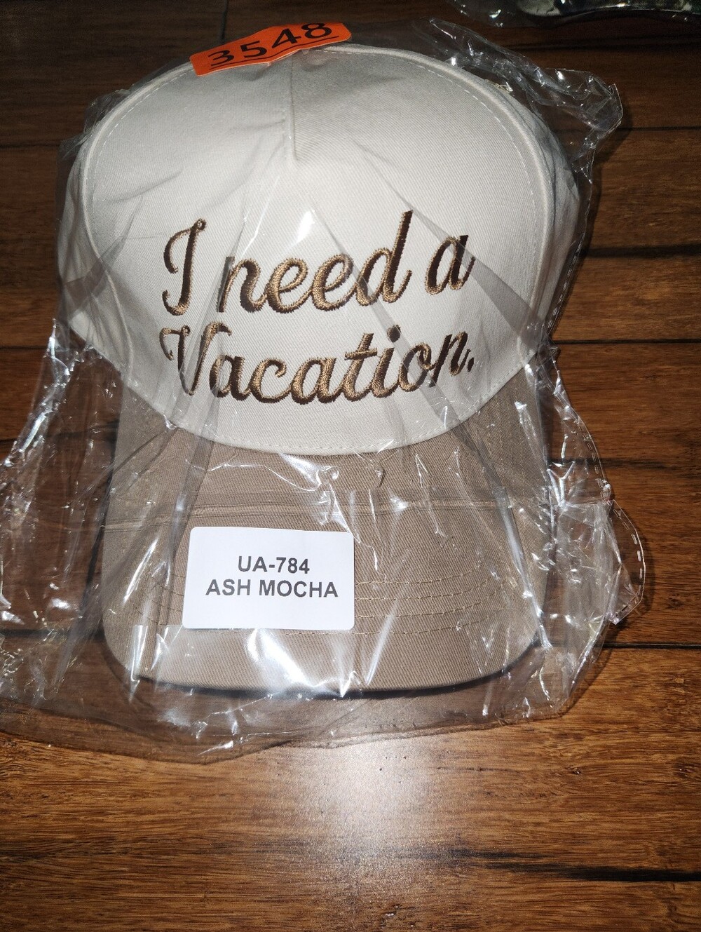 “I need a Vacation” Embroidered Ash Mocha Baseball Cap